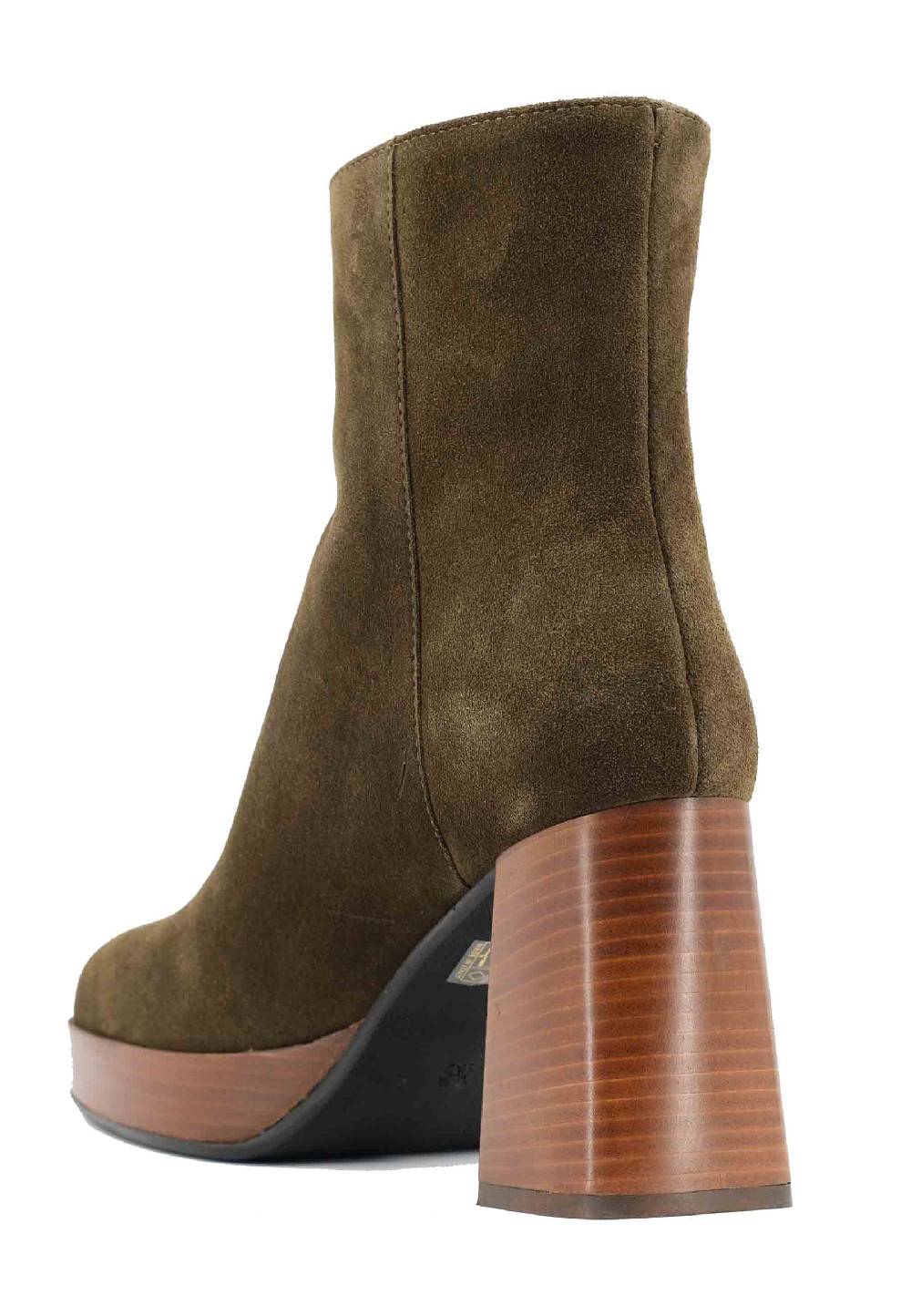 L'ARIANNA Stivaletti TR1665 In Camoscio Verde Con Tacco Alto E Plateau Con Zip Esterna