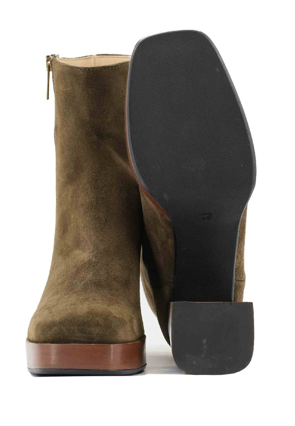 L'ARIANNA Stivaletti TR1665 In Camoscio Verde Con Tacco Alto E Plateau Con Zip Esterna