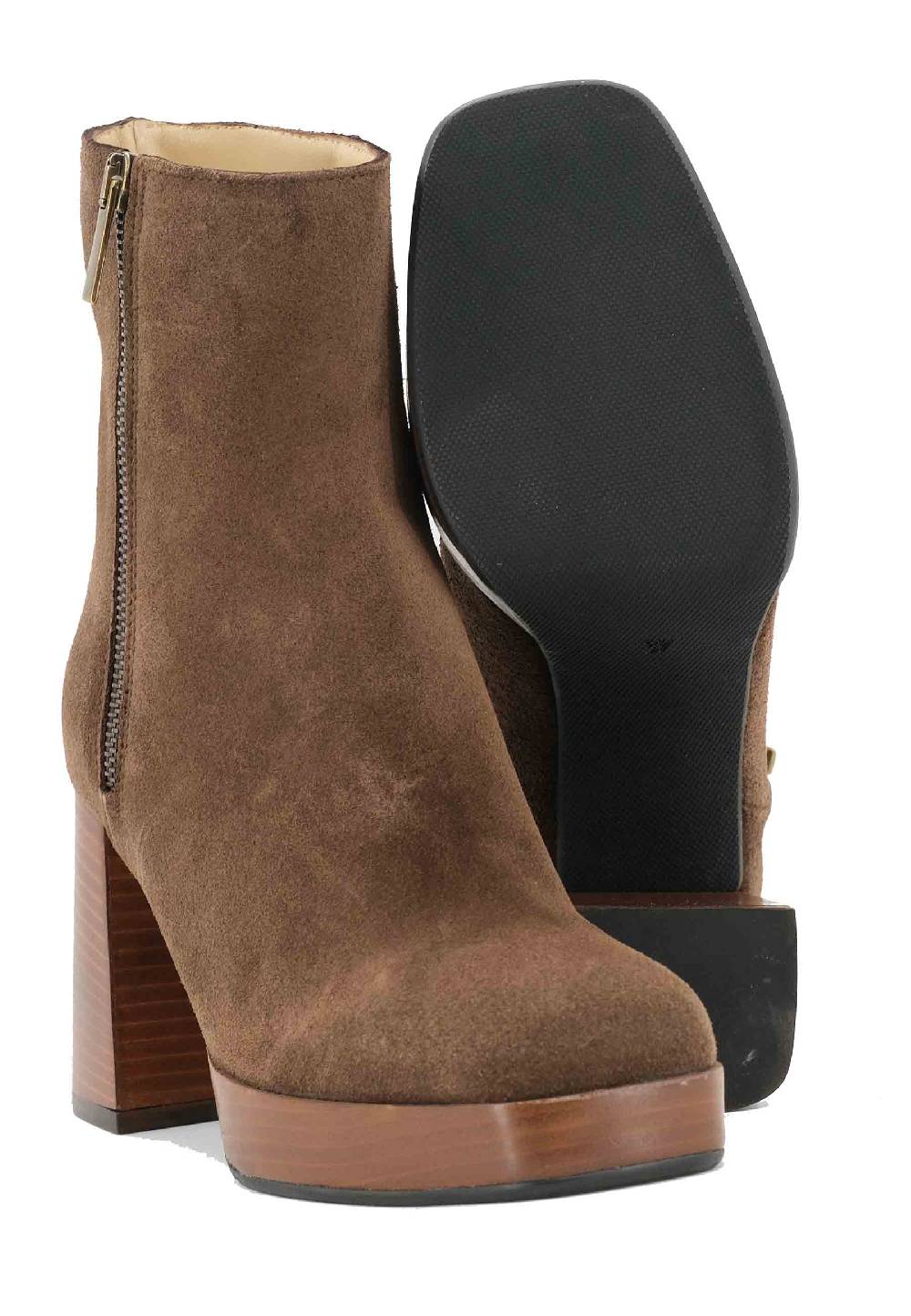 L'ARIANNA Stivaletti TR1665 In Crosta Marrone Con Tacco Alto E Plateau Con Zip Esterna