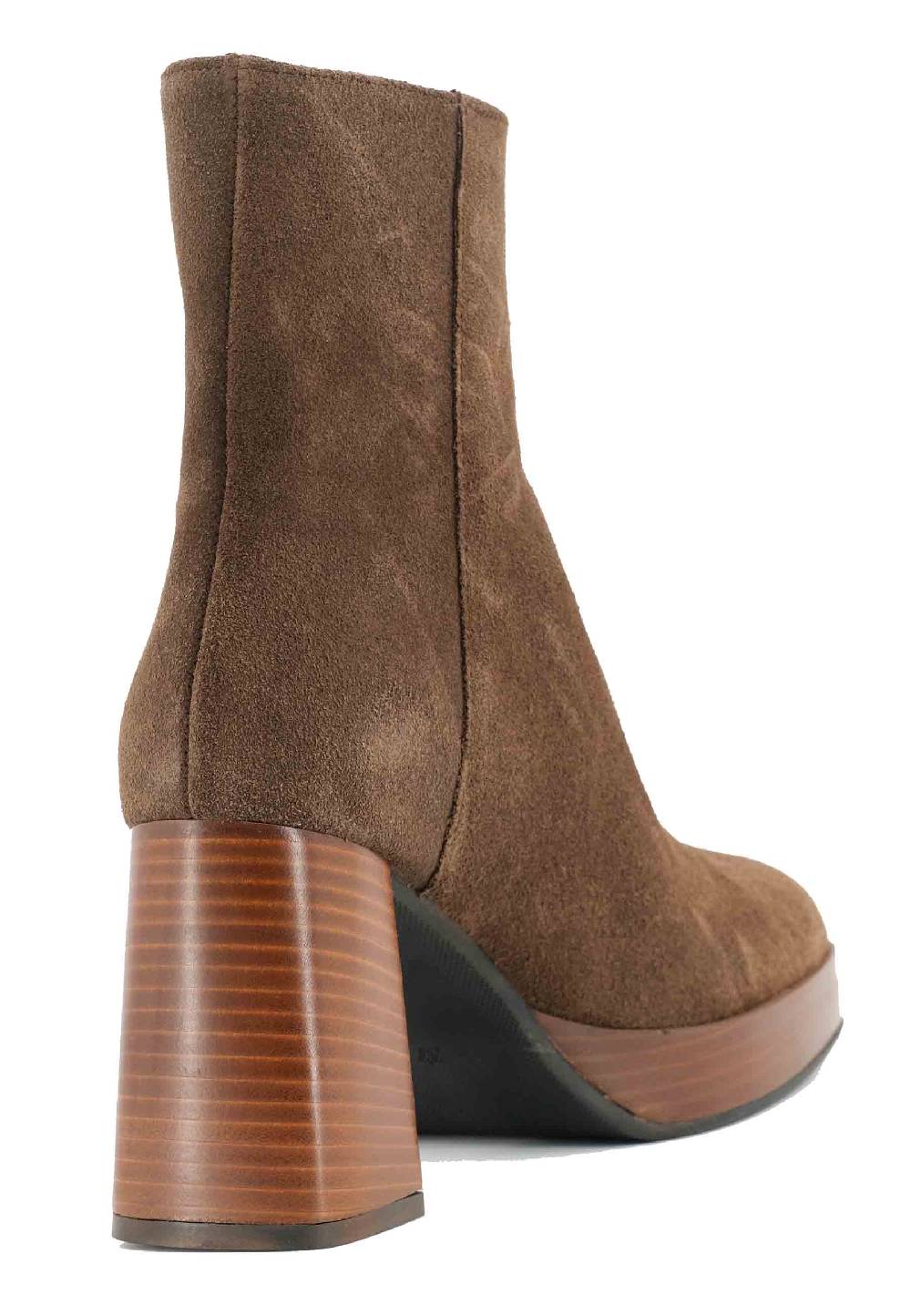 L'ARIANNA Stivaletti TR1665 In Crosta Marrone Con Tacco Alto E Plateau Con Zip Esterna