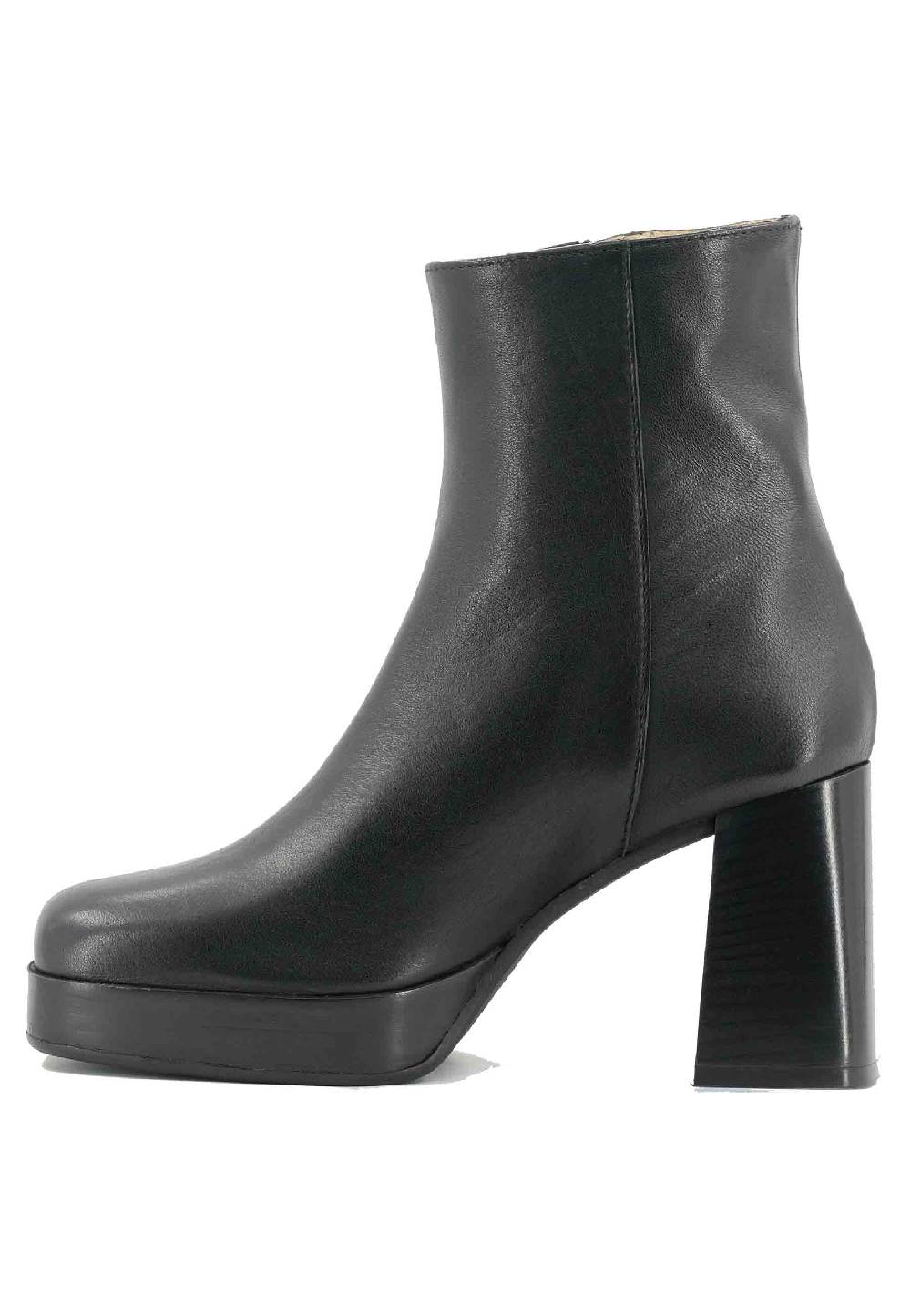 L'ARIANNA Stivaletti TR1665 In Pelle Nera Con Tacco Alto E Plateau Con Zip Esterna