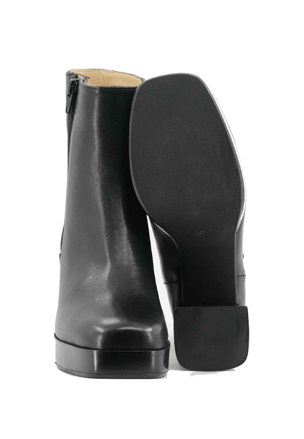 L'ARIANNA Stivaletti TR1665 In Pelle Nera Con Tacco Alto E Plateau Con Zip Esterna
