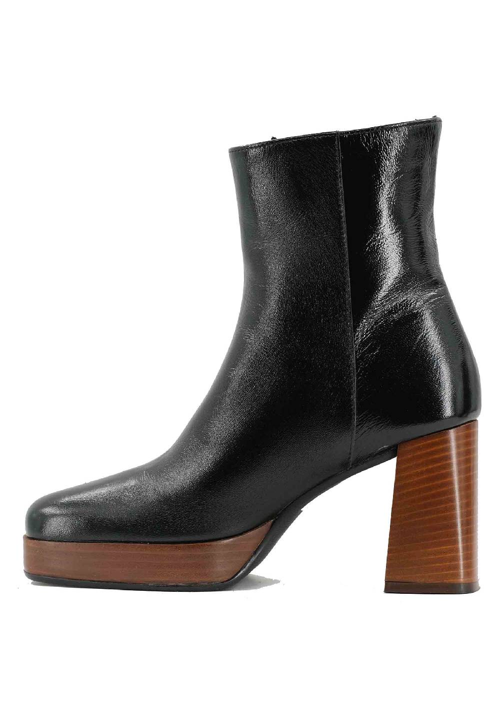 L'ARIANNA Stivaletti TR1665 In Pelle Nera Con Tacco Alto E Plateau Con Zip Esterna