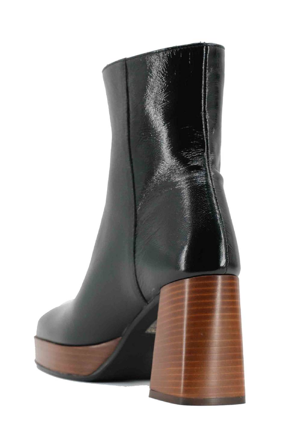 L'ARIANNA Stivaletti TR1665 In Pelle Nera Con Tacco Alto E Plateau Con Zip Esterna