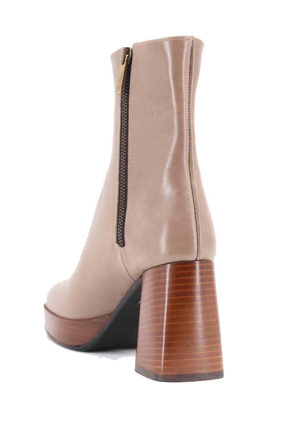 L'ARIANNA Stivaletti TR1665 In Pelle Taupe Con Tacco Alto E Plateau