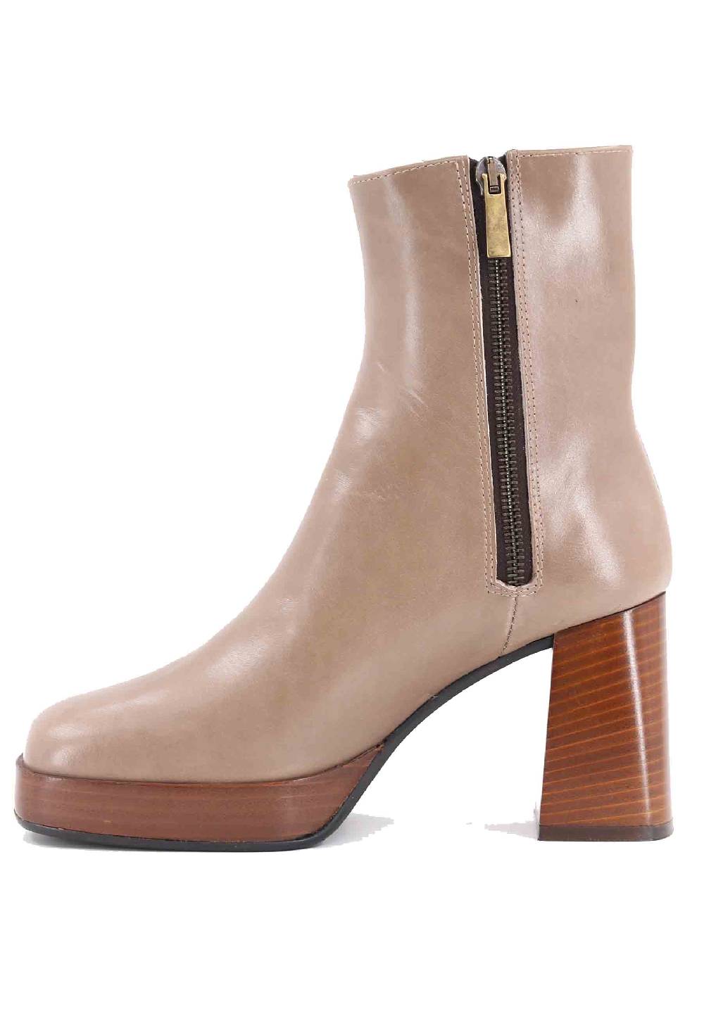 L'ARIANNA Stivaletti TR1665 In Pelle Taupe Con Tacco Alto E Plateau