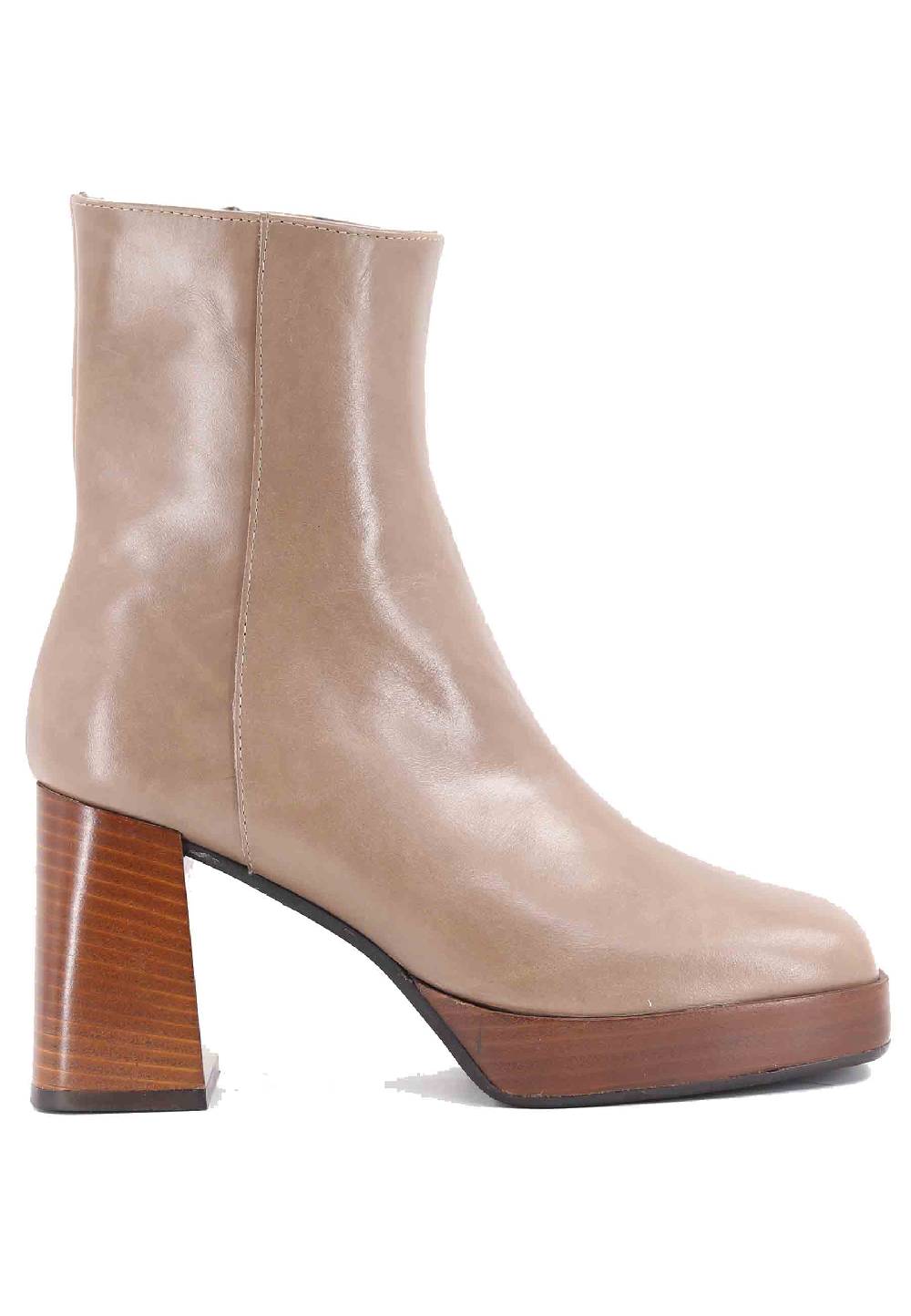 L'ARIANNA Stivaletti TR1665 in pelle taupe con tacco alto e plateau L'ARIANNA Stivaletti TR1665 in pelle taupe con tacco alto e plateau