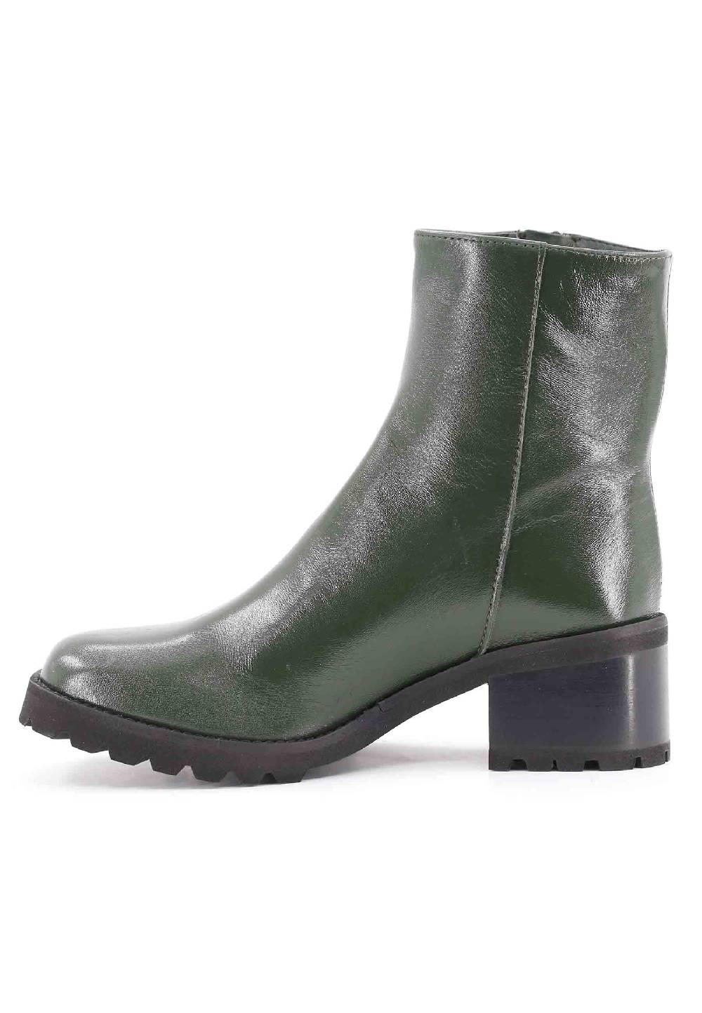 L'ARIANNA Stivaletti TR1665 In Pelle Verde Con Suola In Gomma Carrarmato