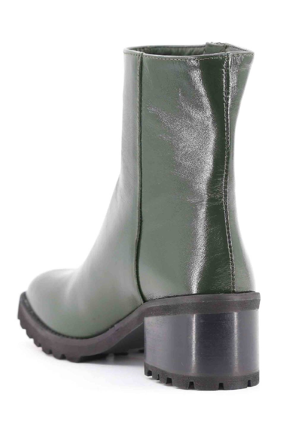 L'ARIANNA Stivaletti TR1665 In Pelle Verde Con Suola In Gomma Carrarmato