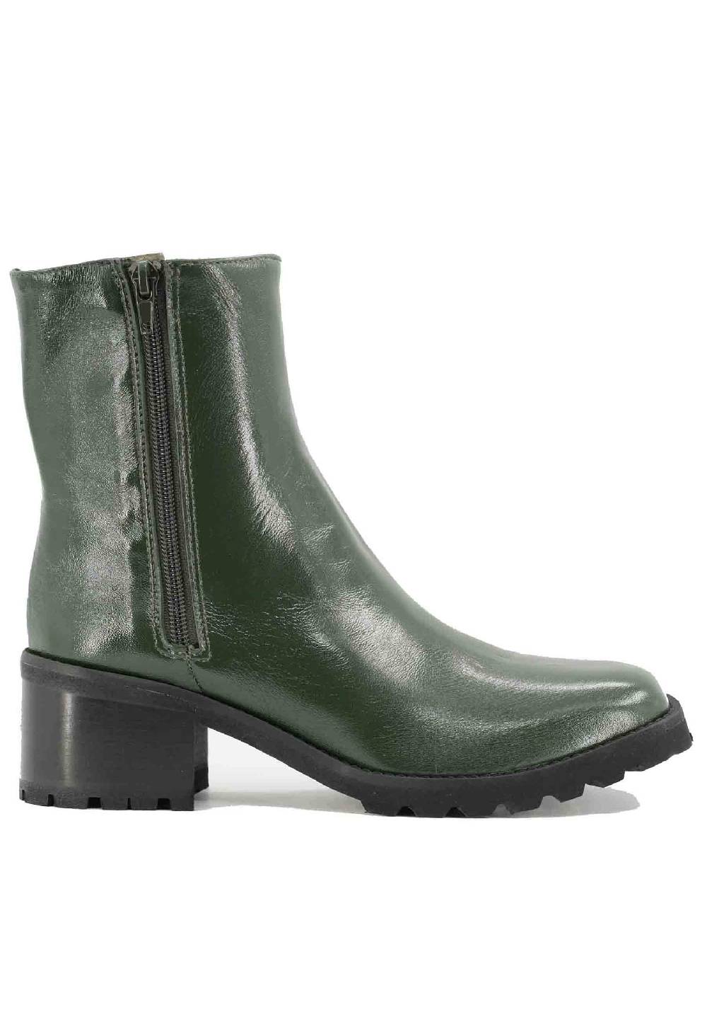 L'ARIANNA Stivaletti TR1665 in pelle verde con suola in gomma carrarmato