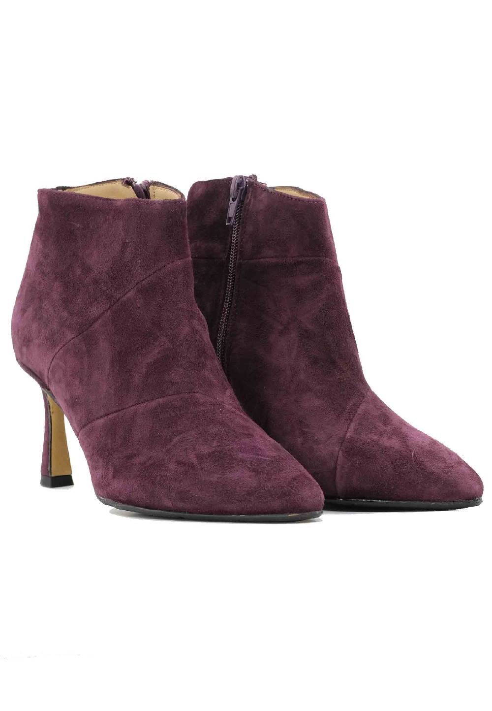 L'ARIANNA Stivaletti TR1672/RT In Camoscio Prugna Con Tacco Alto