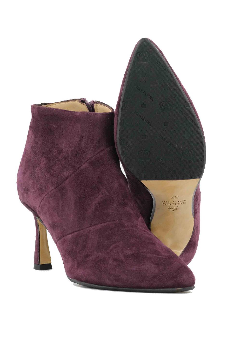 L'ARIANNA Stivaletti TR1672/RT In Camoscio Prugna Con Tacco Alto