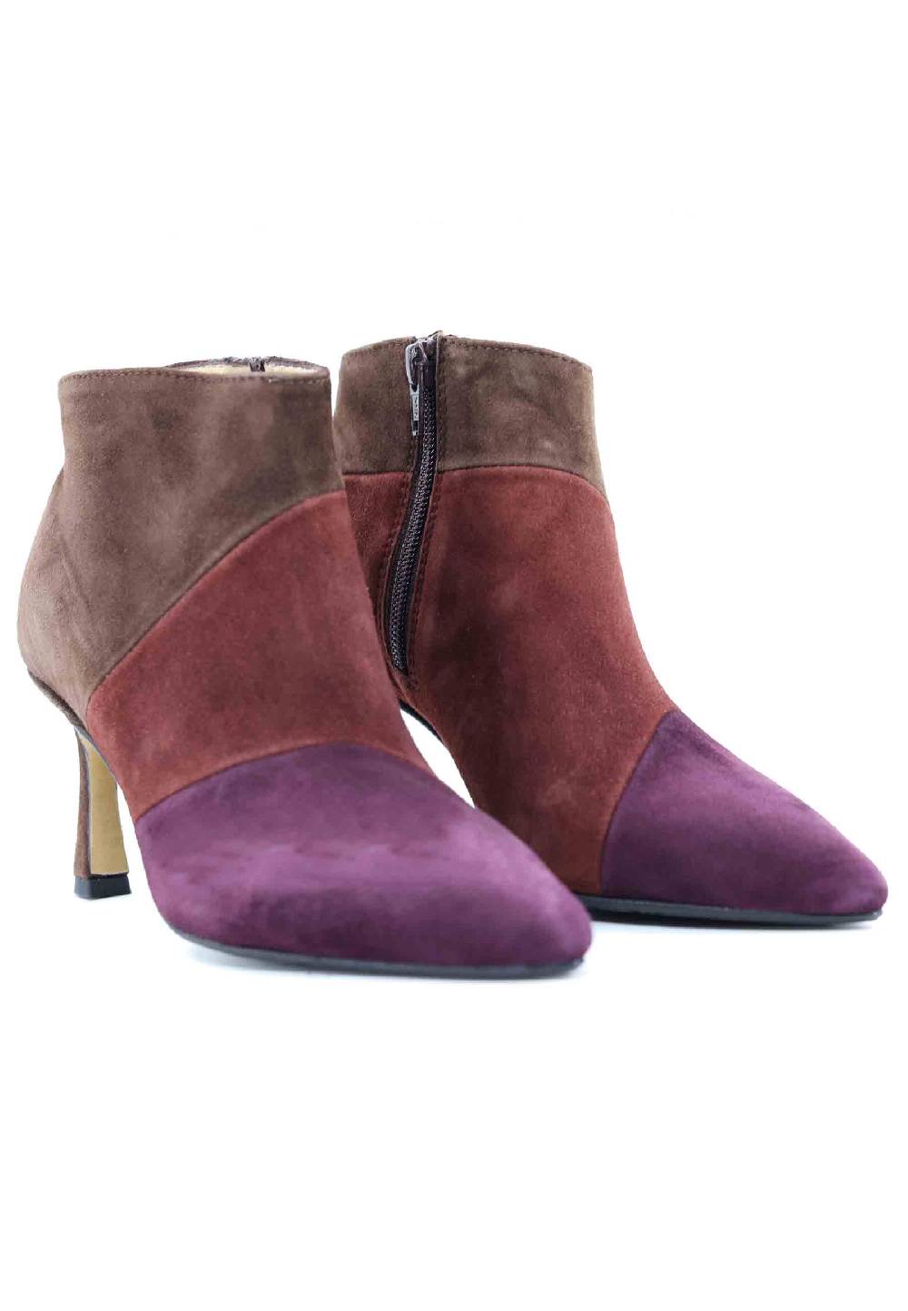 L'ARIANNA Stivaletti TR1672/RT In Camoscio Tre Colori Con Tacco Alto