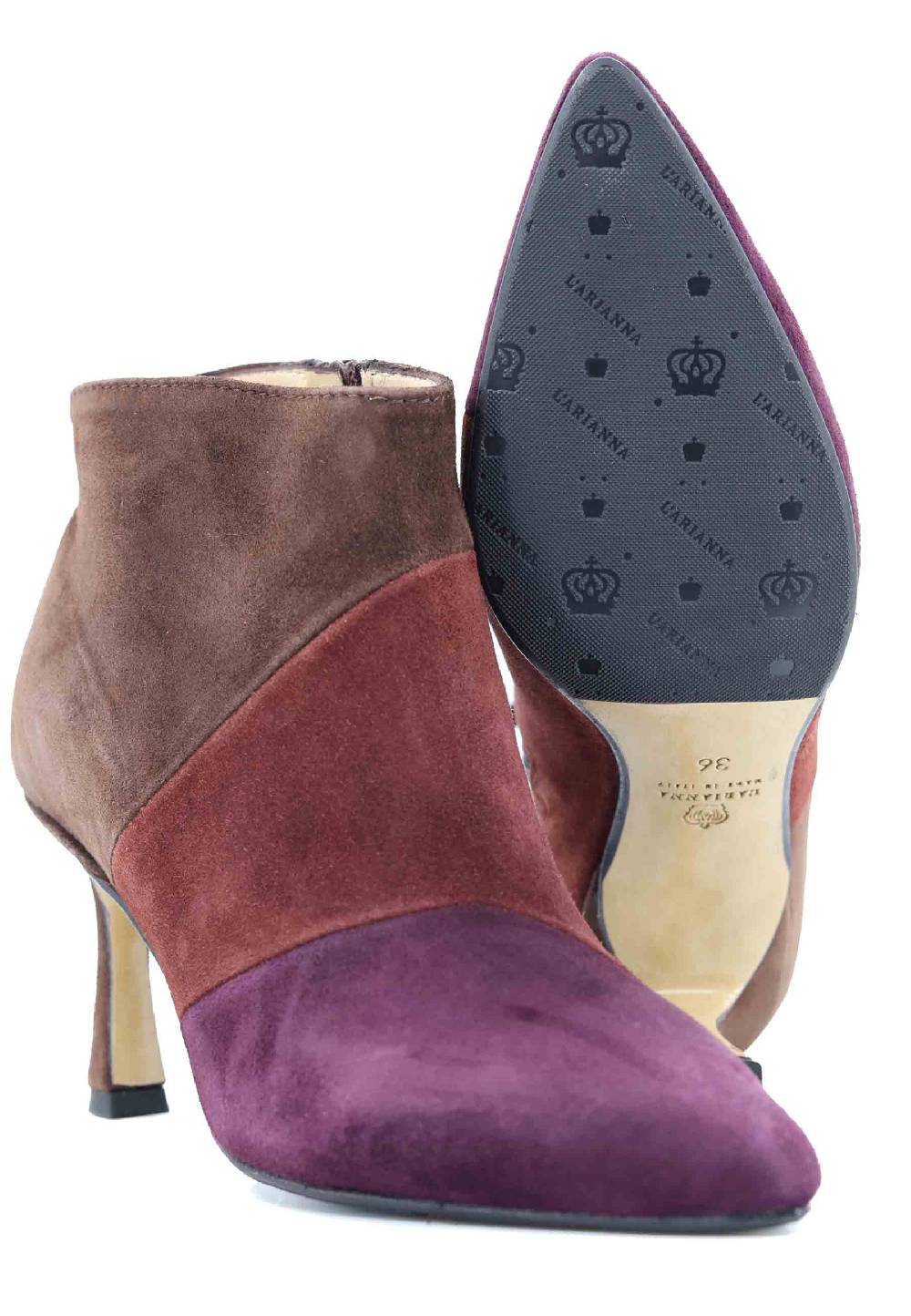 L'ARIANNA Stivaletti TR1672/RT In Camoscio Tre Colori Con Tacco Alto