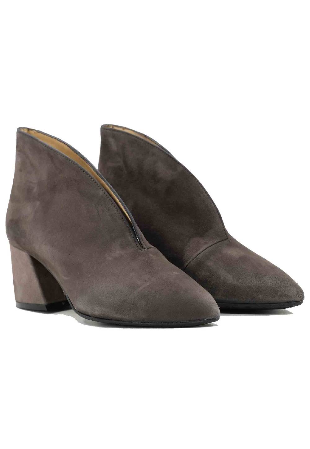 L'ARIANNA Stivaletti TR8006/G Ankle Boot In Camoscio Grigio Con Tacco Largo