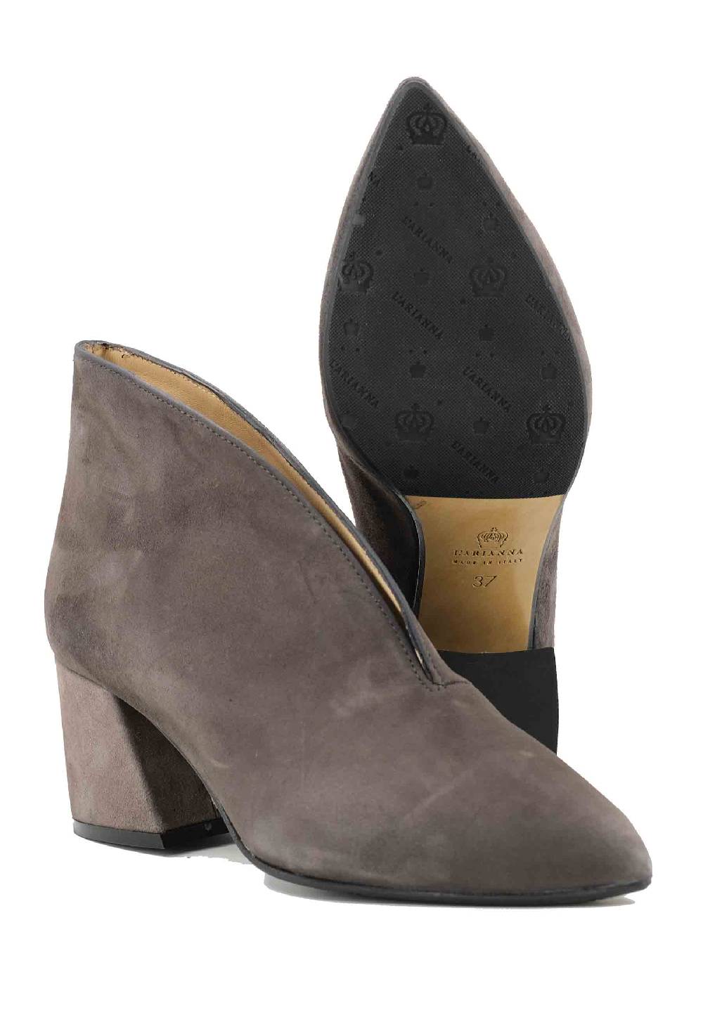 L'ARIANNA Stivaletti TR8006/G Ankle Boot In Camoscio Grigio Con Tacco Largo