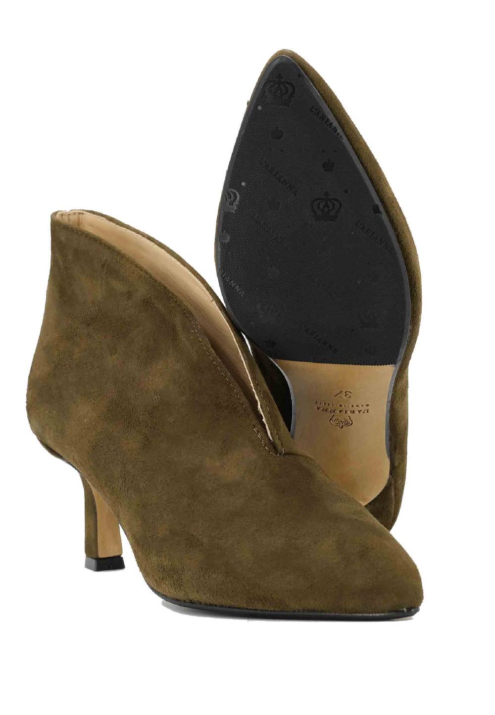 L'ARIANNA Stivaletti TR8006/RT Ankle Boot In Camoscio Verde Con Tacco Basso