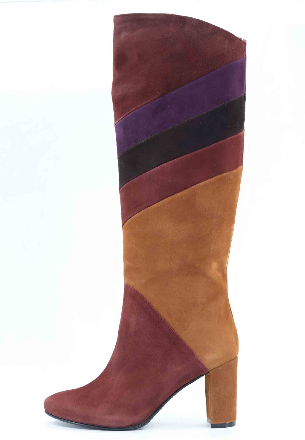 L'ARIANNA Stivali A Tubo ST1690 In Camoscio Marrone Con Punta Tonda