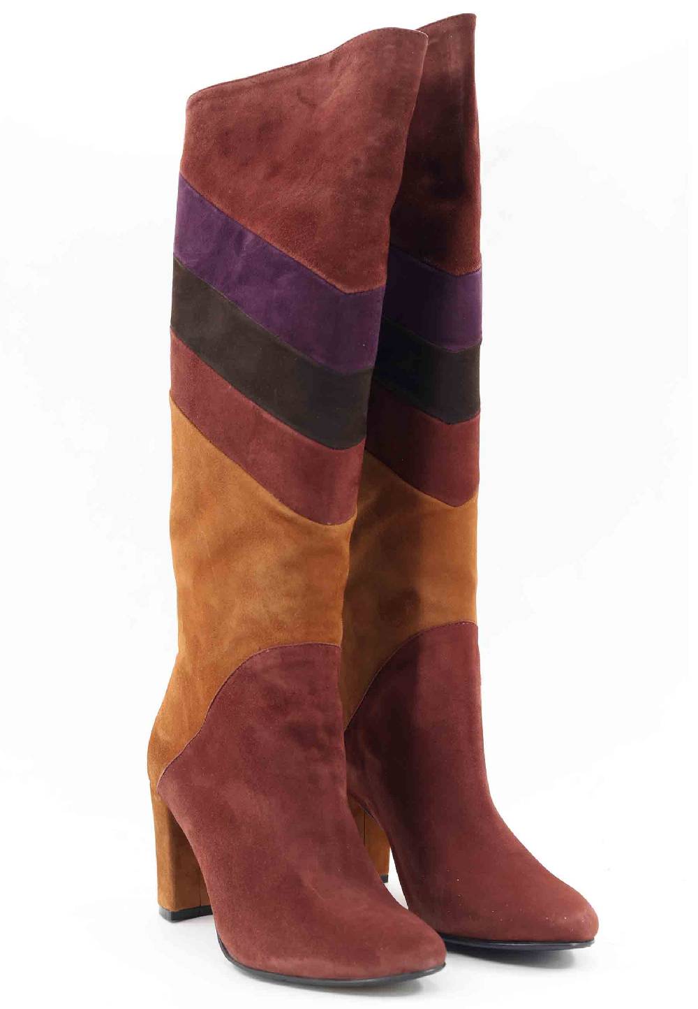 L'ARIANNA Stivali A Tubo ST1690 In Camoscio Marrone Con Punta Tonda