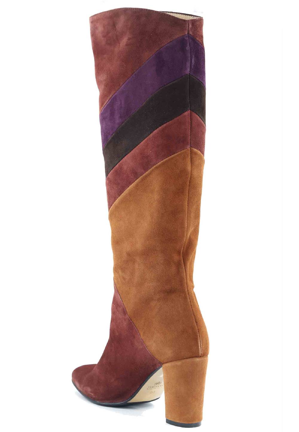 L'ARIANNA Stivali A Tubo ST1690 In Camoscio Marrone Con Punta Tonda