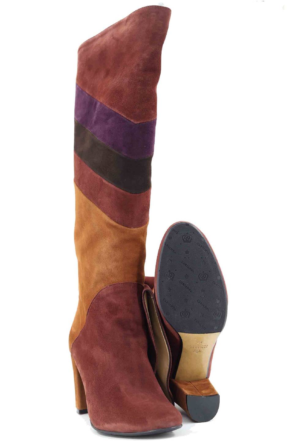 L'ARIANNA Stivali A Tubo ST1690 In Camoscio Marrone Con Punta Tonda