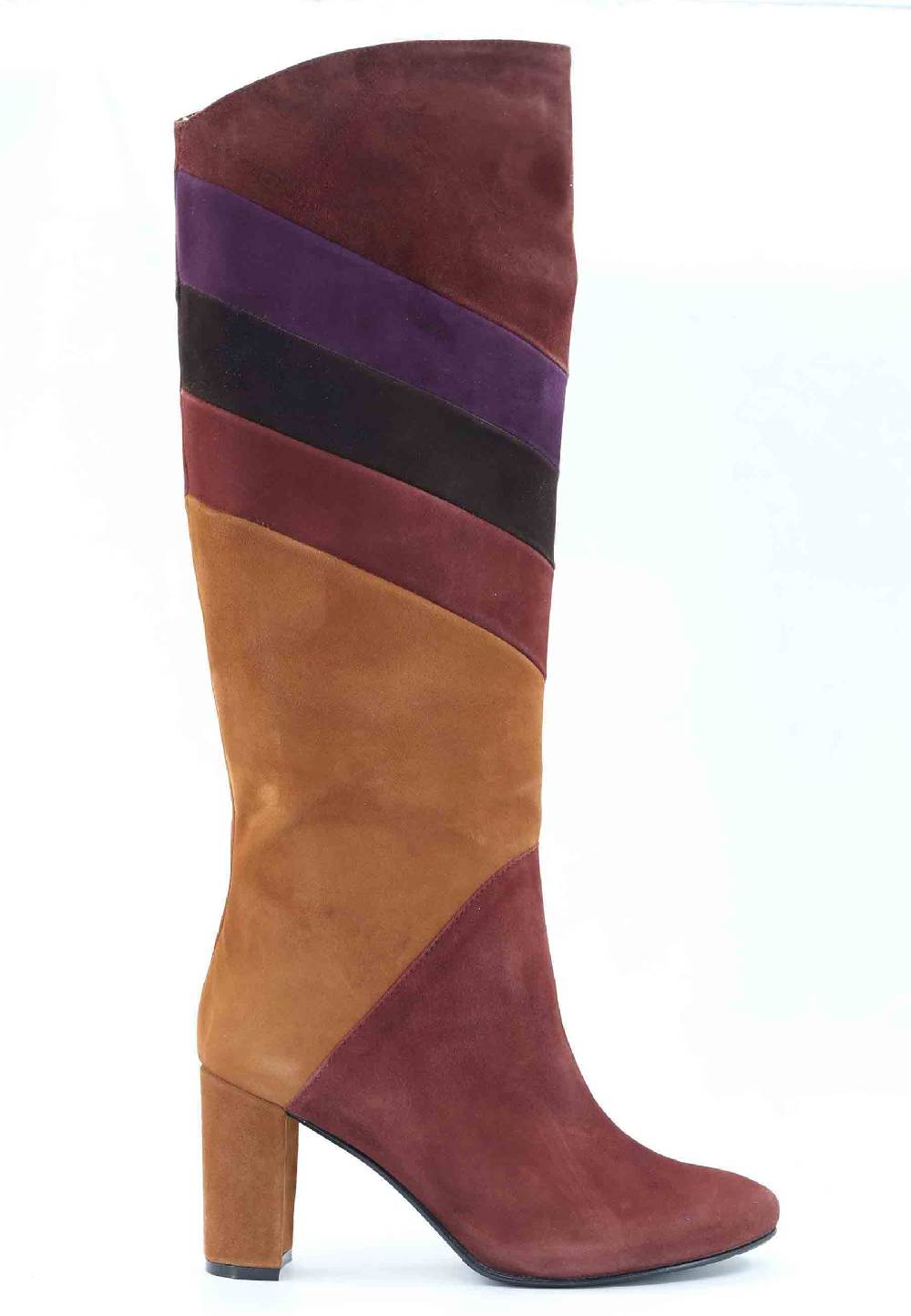 L'ARIANNA Stivali a tubo ST1690 in camoscio marrone con punta tonda