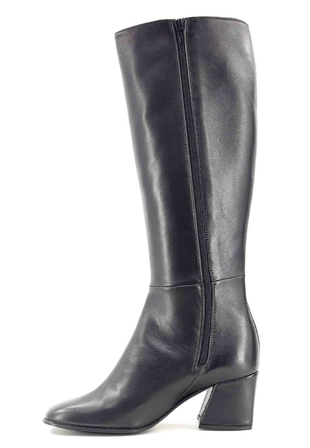 L'ARIANNA Stivali Con Zip St1302 Da Donna In Pelle Nera Con Punta Quadrata