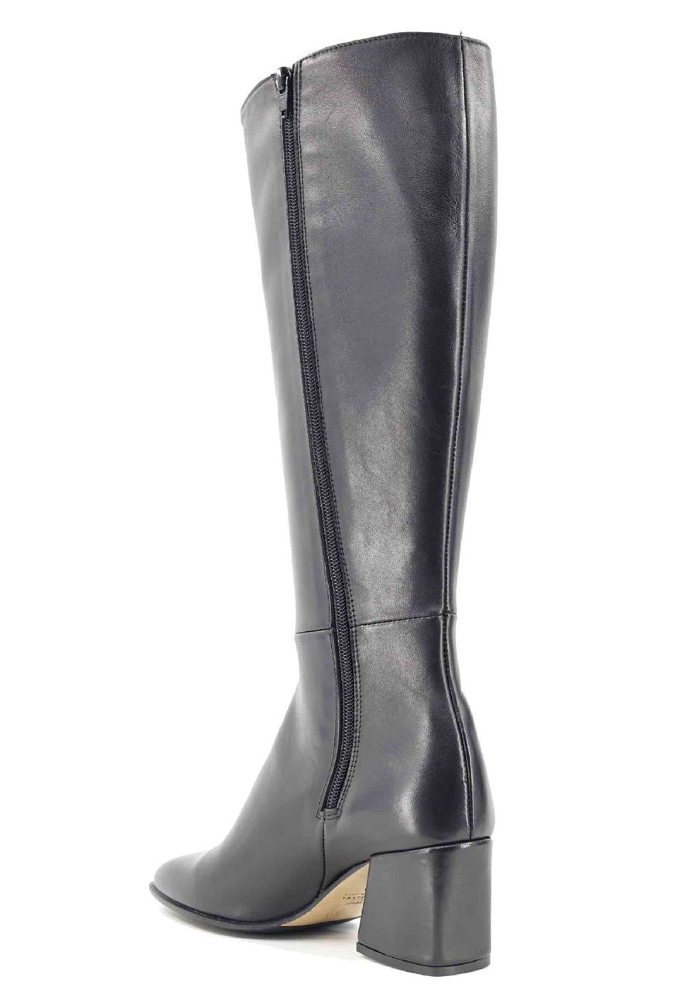 L'ARIANNA Stivali Con Zip St1302 Da Donna In Pelle Nera Con Punta Quadrata