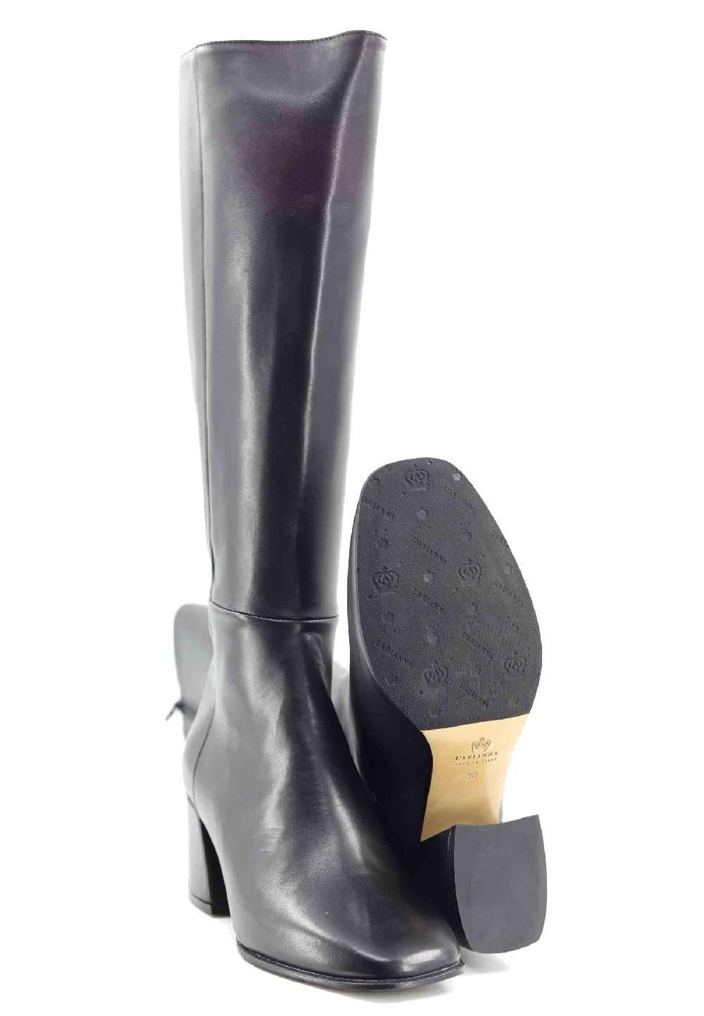 L'ARIANNA Stivali Con Zip St1302 Da Donna In Pelle Nera Con Punta Quadrata