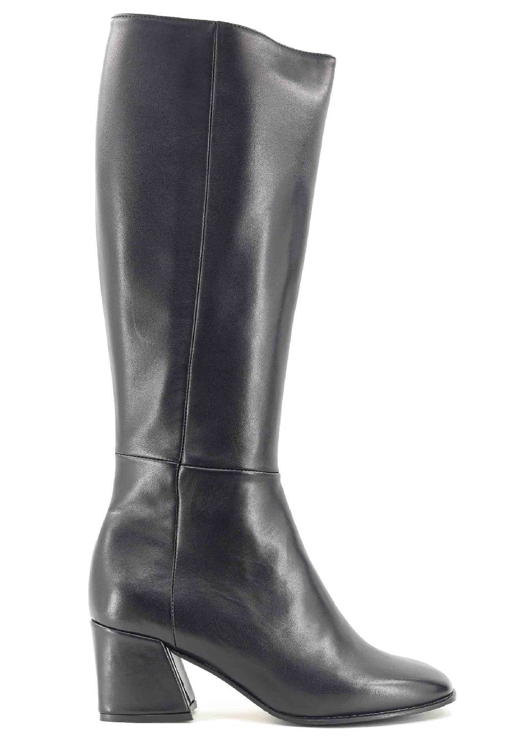 L'ARIANNA Stivali con zip st1302 da donna in pelle nera con punta quadrata