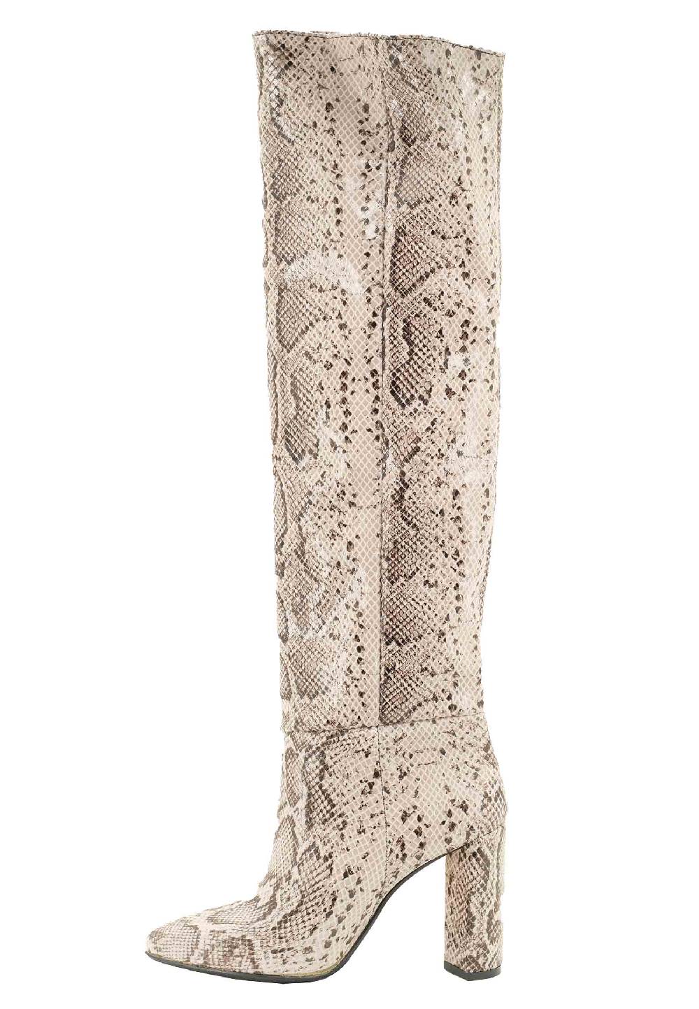 L'ARIANNA Stivali Donna A Tubo In Tessuto Elasticizzato Grigio Stampa Grigia