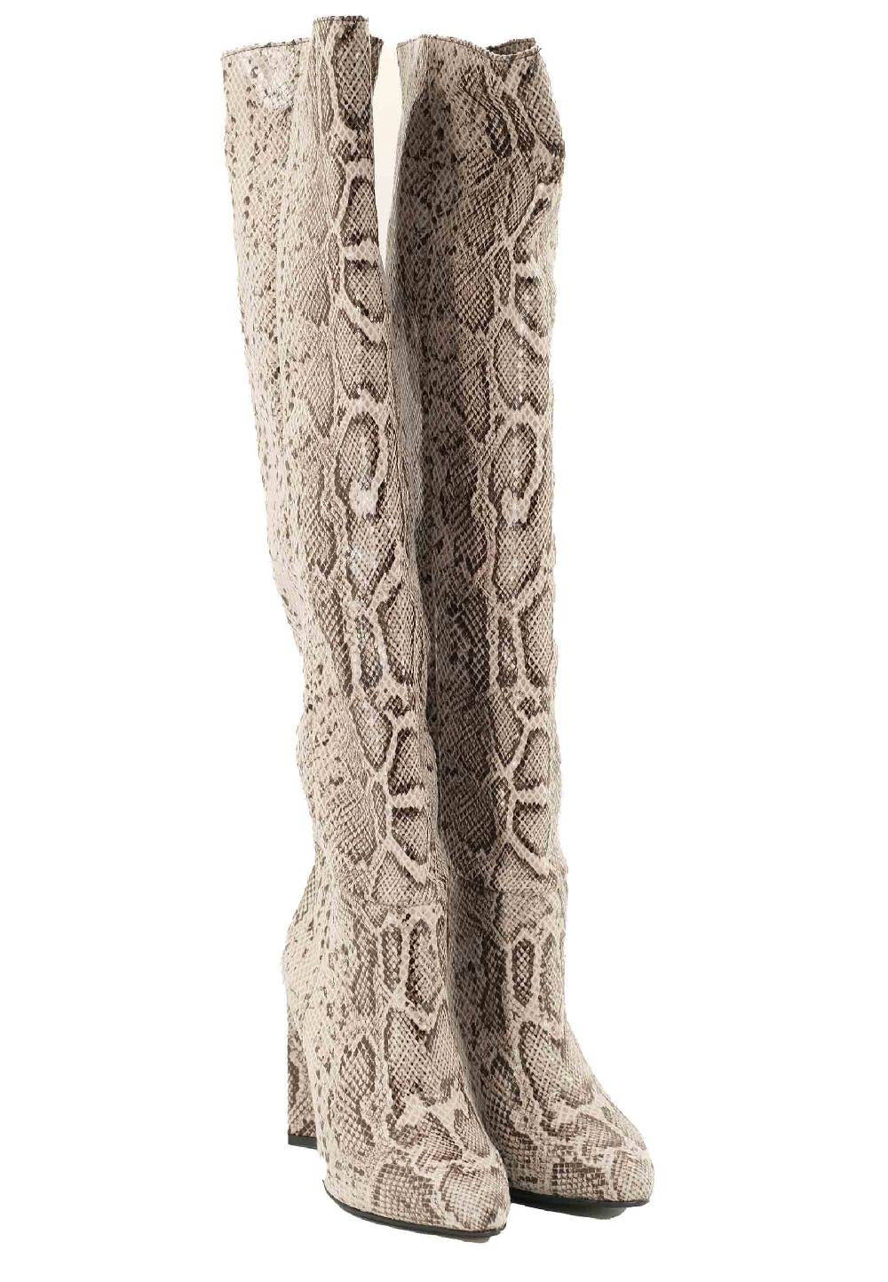 L'ARIANNA Stivali Donna A Tubo In Tessuto Elasticizzato Grigio Stampa Grigia