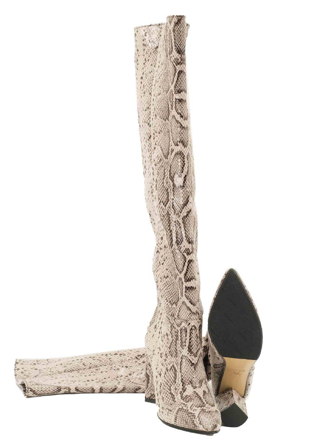 L'ARIANNA Stivali Donna A Tubo In Tessuto Elasticizzato Grigio Stampa Grigia