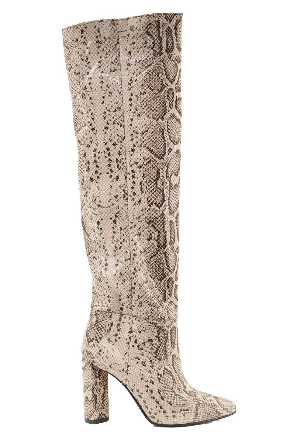 L'ARIANNA Stivali donna a tubo in tessuto elasticizzato grigio stampa grigia