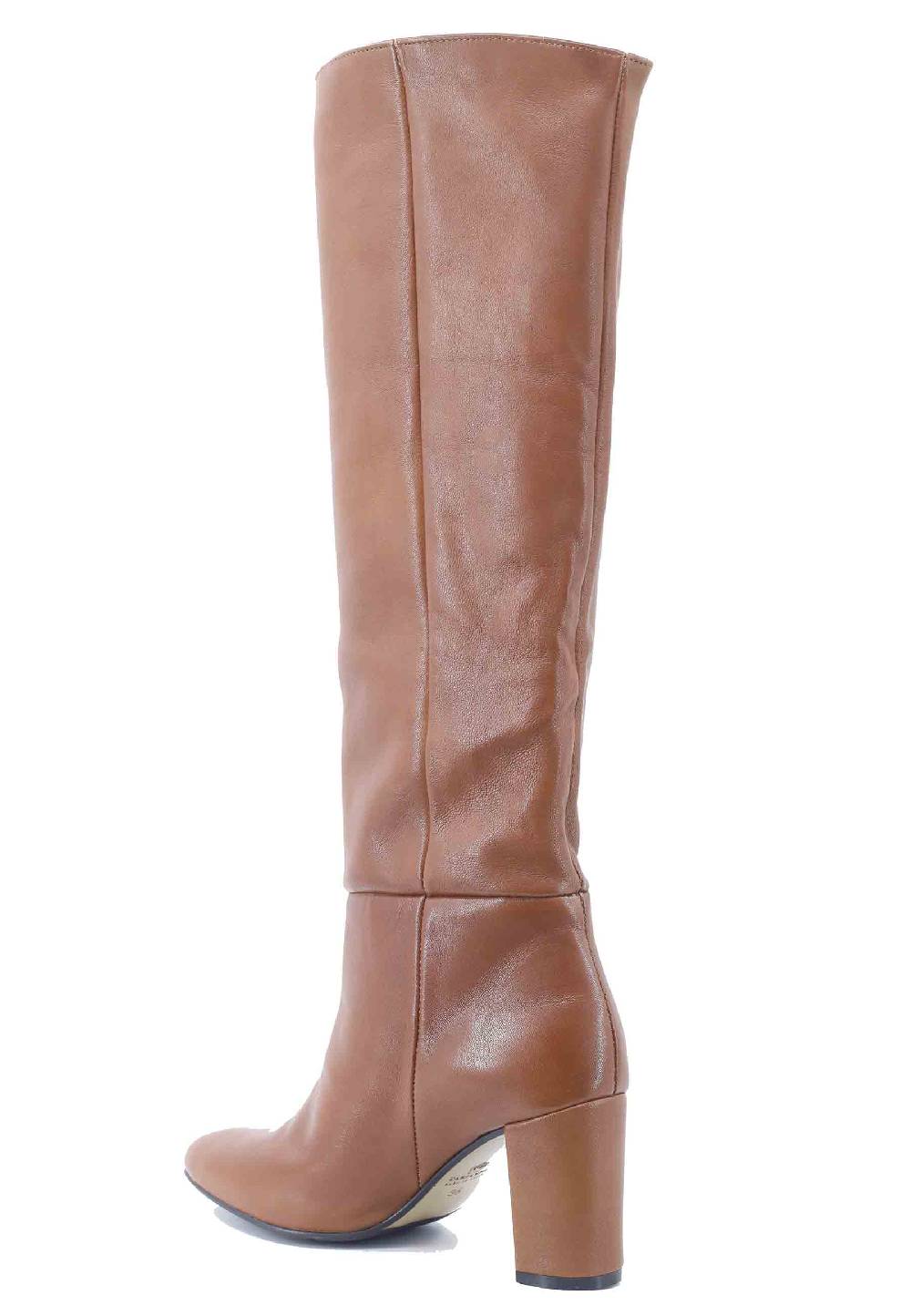 L'ARIANNA Stivali Donna ST1593 A Tubo In Pelle Cuoio Con Gambale Alto