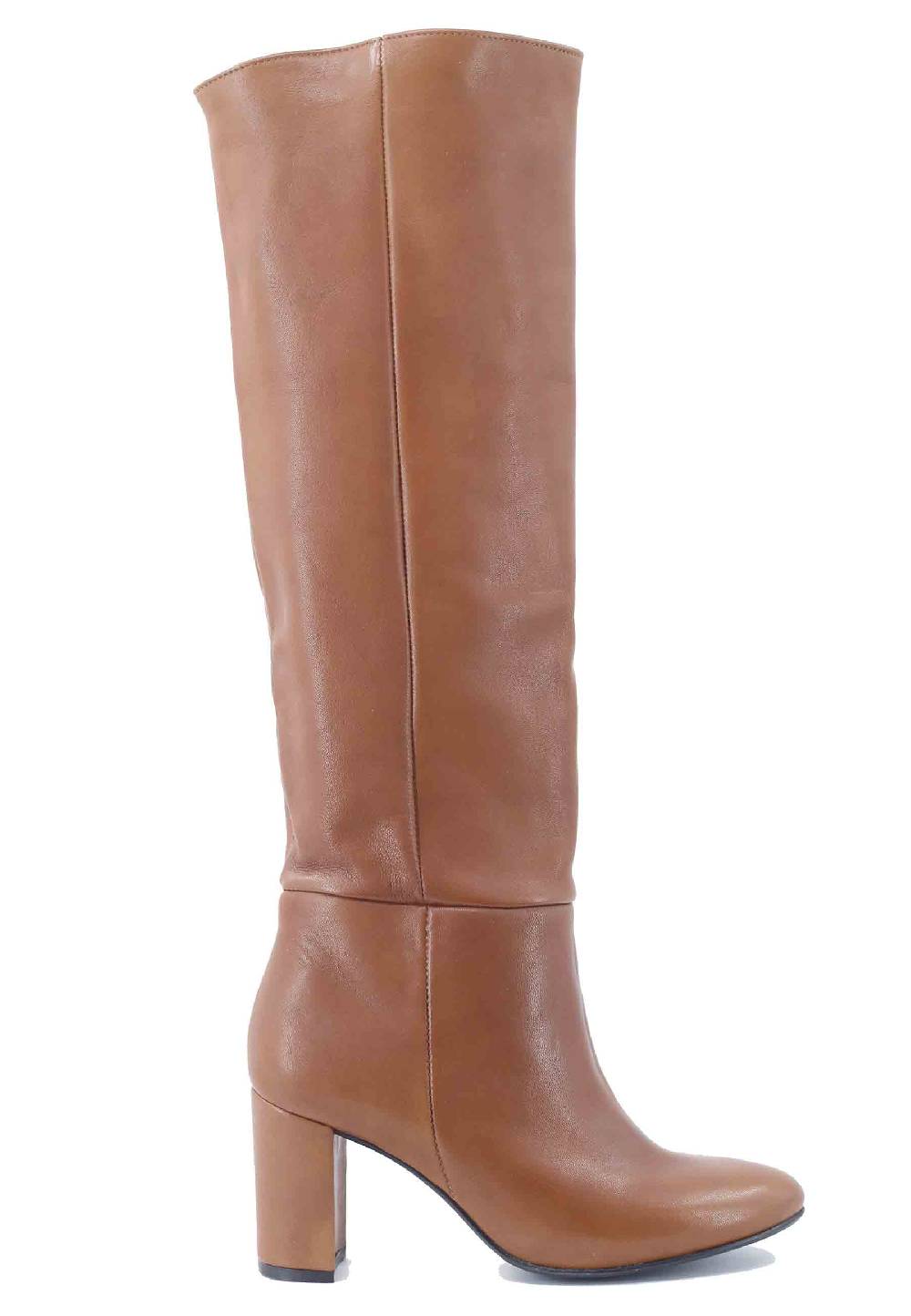 L'ARIANNA Stivali donna ST1593 a tubo in pelle cuoio con gambale alto