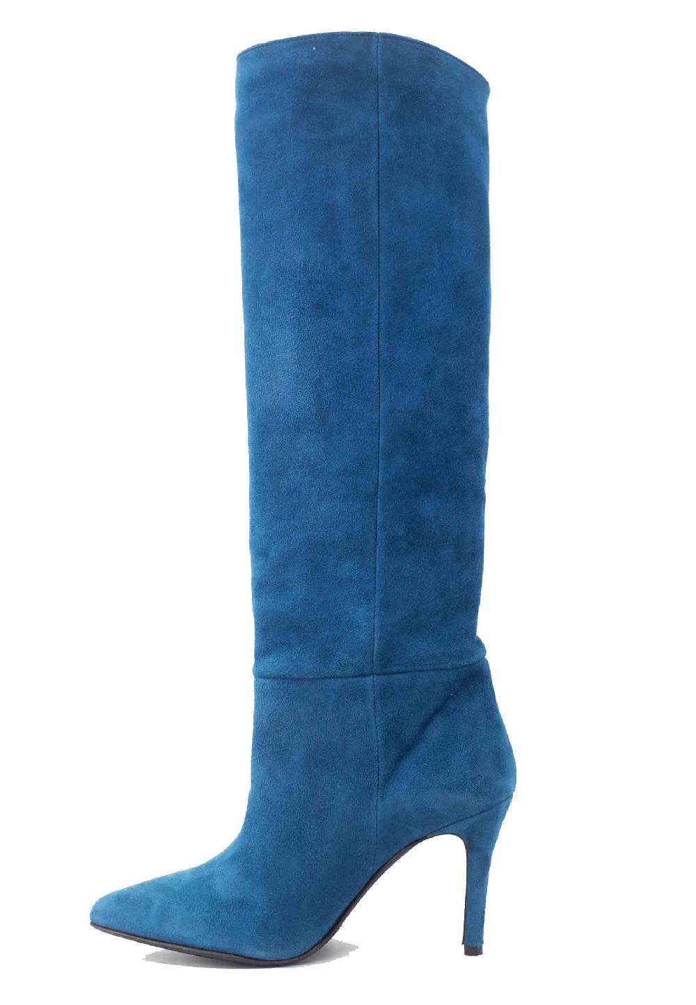 L'ARIANNA Stivali St1175 In Camoscio Oceano Con Tacco Alto E Gambale Al Ginocchio