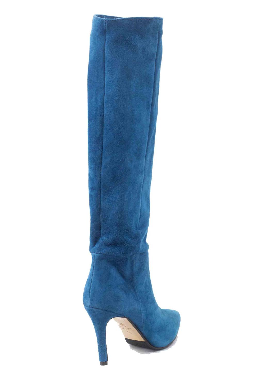 L'ARIANNA Stivali St1175 In Camoscio Oceano Con Tacco Alto E Gambale Al Ginocchio