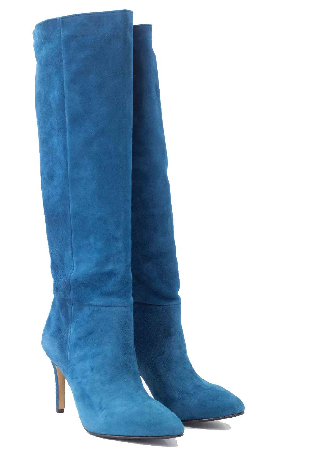 L'ARIANNA Stivali St1175 In Camoscio Oceano Con Tacco Alto E Gambale Al Ginocchio