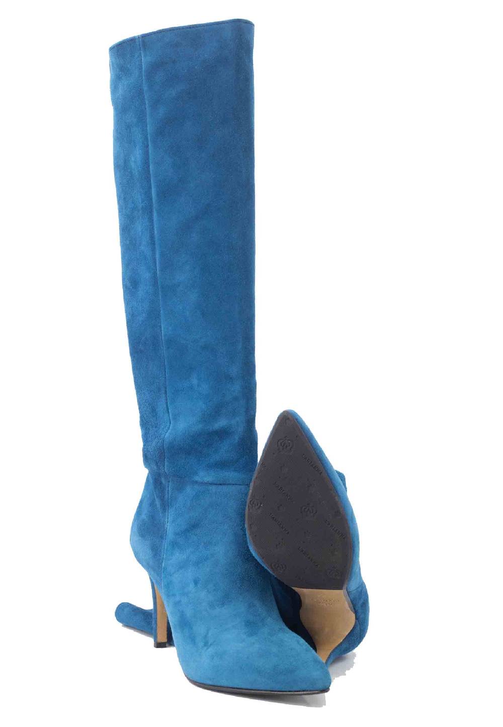 L'ARIANNA Stivali St1175 In Camoscio Oceano Con Tacco Alto E Gambale Al Ginocchio