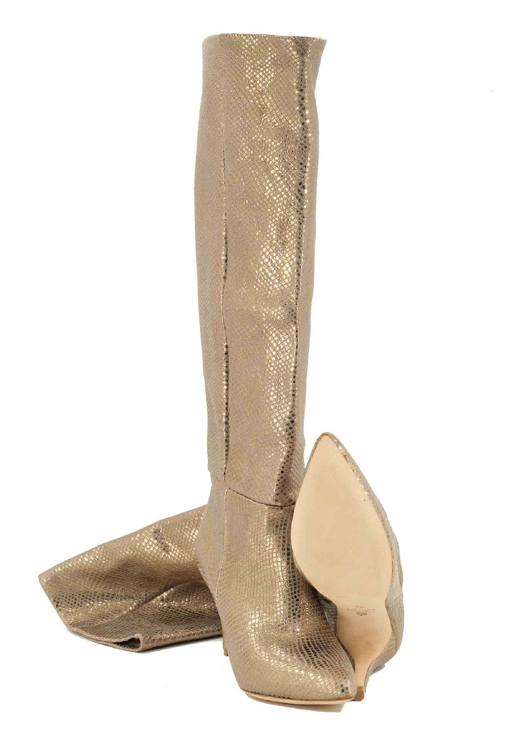 L'ARIANNA Stivali ST1242 In Camoscio Perlato Platino Con Tacco Alto