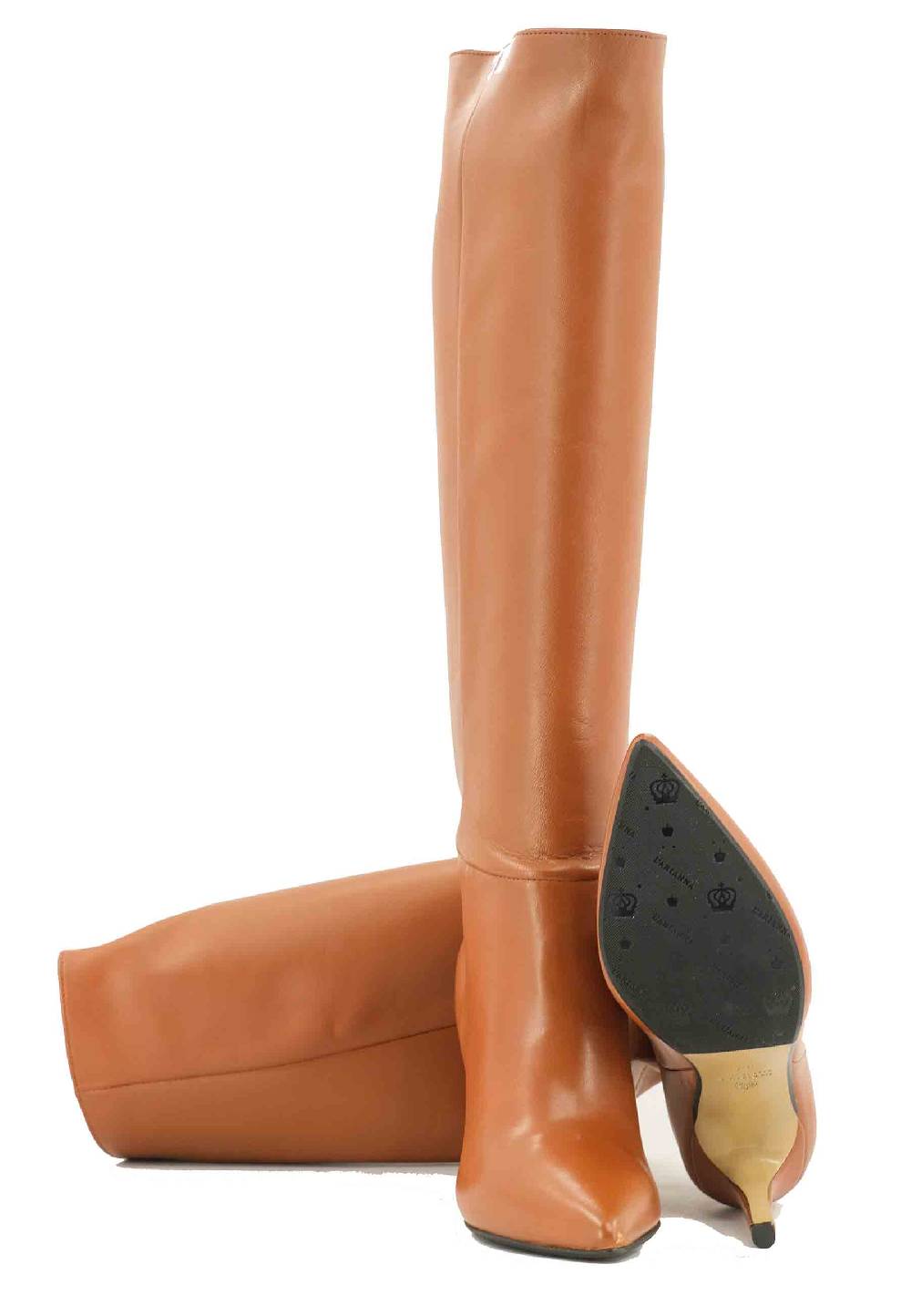 L'ARIANNA Stivali ST1242 In Pelle Cuoio Con Tacco Alto