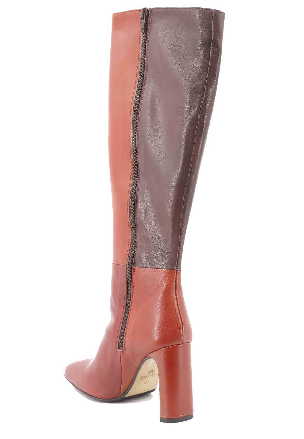 L'ARIANNA Stivali ST1300 Patchwork In Pelle Cuoio E Marrone Con Tacco Alto