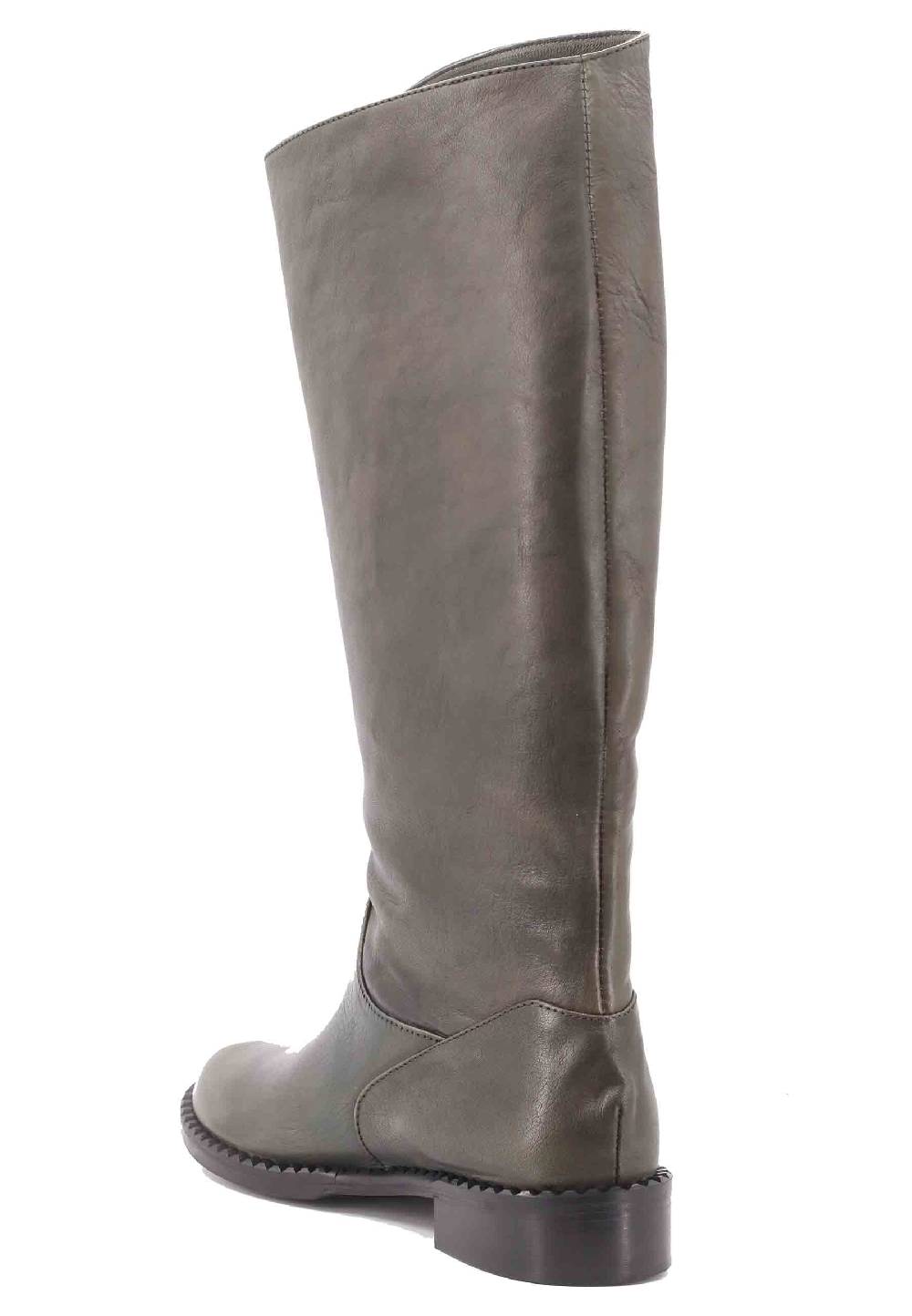 L'ARIANNA Stivali ST1458 A Tubo In Pelle Vintage Verde Con Tacco Basso