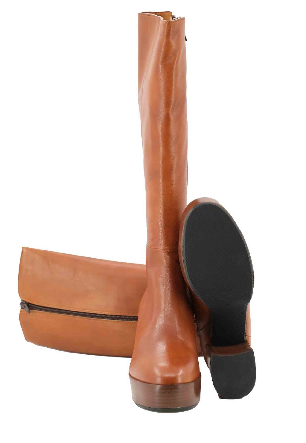 L'ARIANNA Stivali ST1557 In Pelle Cuoio Con Tacco E Plateau