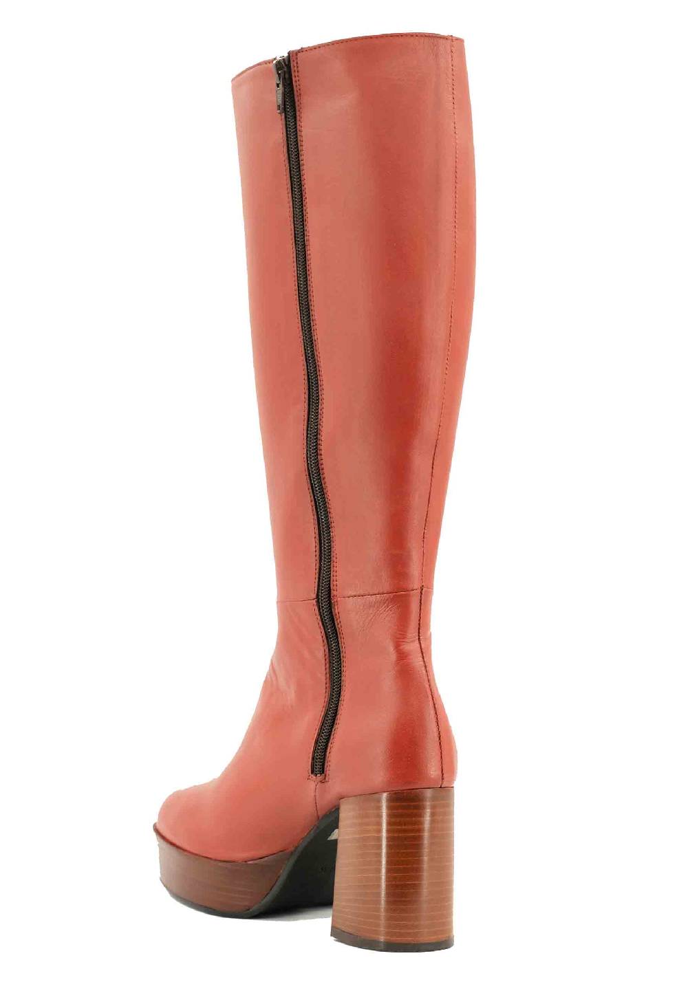 L'ARIANNA Stivali ST1557 In Pelle Mattone Con Tacco E Plateau