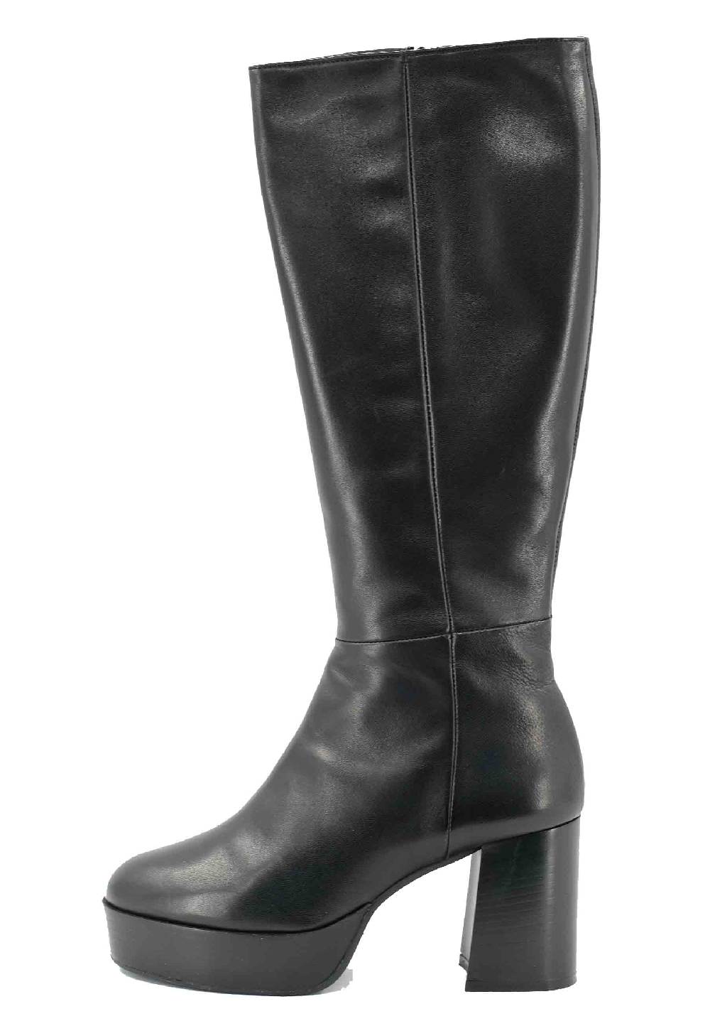 L'ARIANNA Stivali ST1557 In Pelle Nera Con Tacco E Plateau