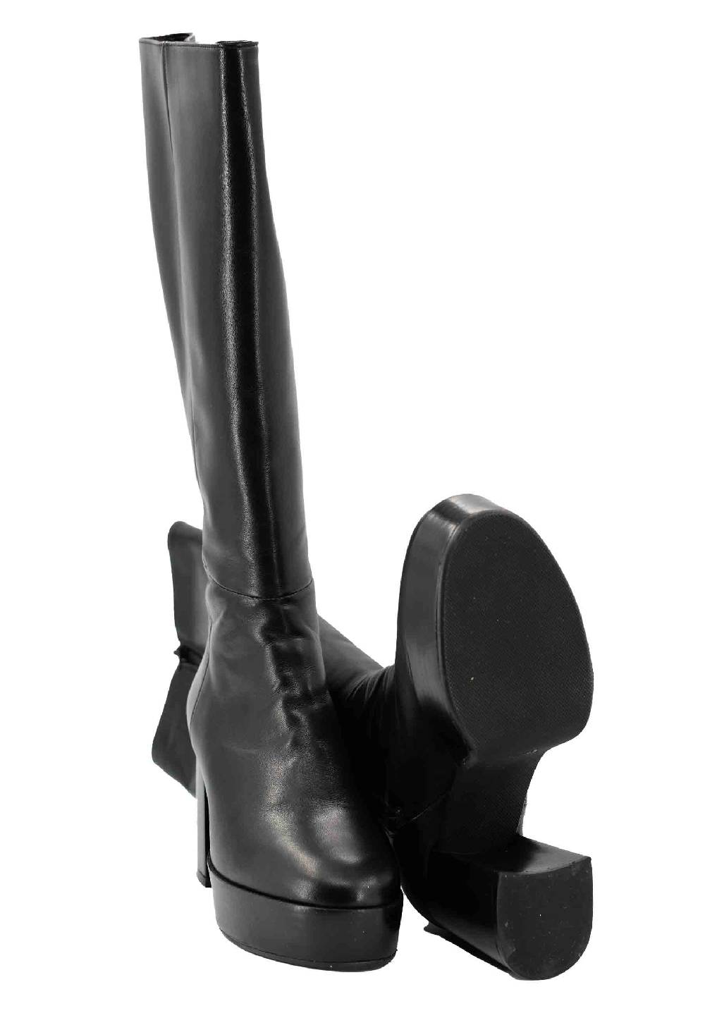 L'ARIANNA Stivali ST1557 In Pelle Nera Con Tacco E Plateau