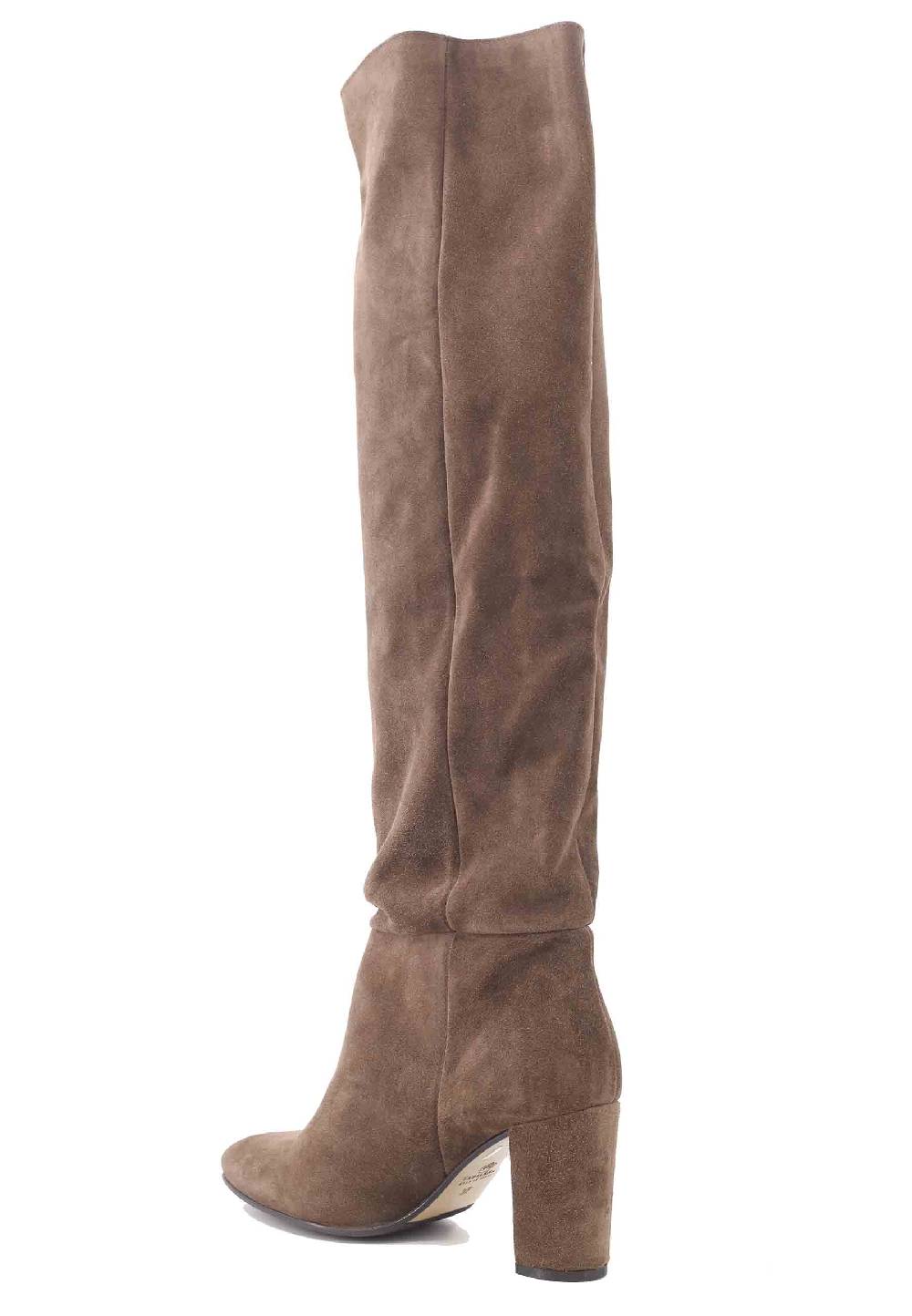 L'ARIANNA Stivali ST1591 A Tubo In Camoscio Testa Di Moro Con Tacco Rivestito E Punta Tonda