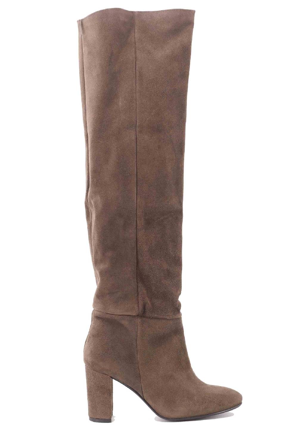 L'ARIANNA Stivali ST1591 a tubo in camoscio testa di moro con tacco rivestito e punta tonda